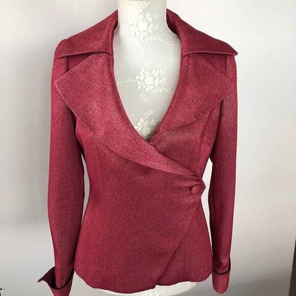 PRA Tailoring Jackets & Blazers - PRA TAILORING Custom Made Red Shimmer Suit Jacket Double-Breasted Blazer S/M